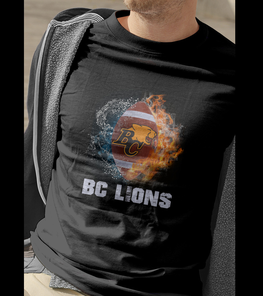 BC Lions Football Logo With Fire And Water Elements T-Shirt