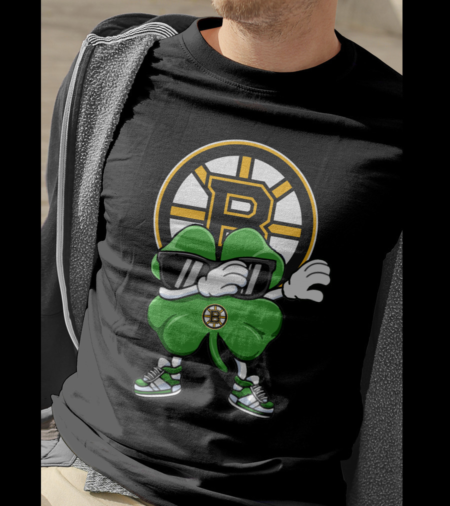Boston Bruins Clover Dab Hockey Luck T-Shirt