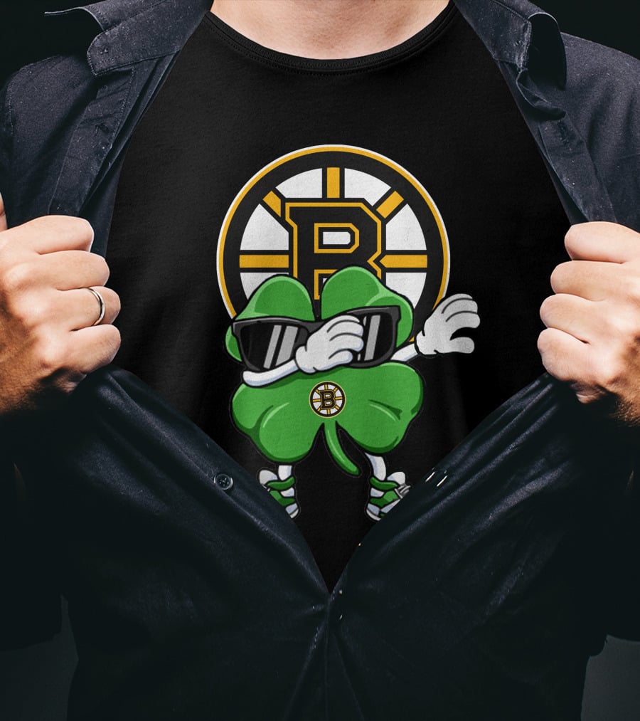 Boston Bruins Clover Dab Hockey Luck T-Shirt