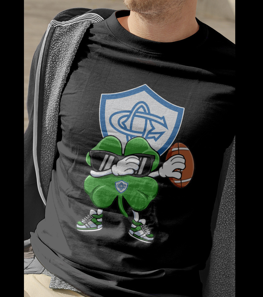 Castres Olympique Mascot Holding Football With Club Logo Shield T-Shirt