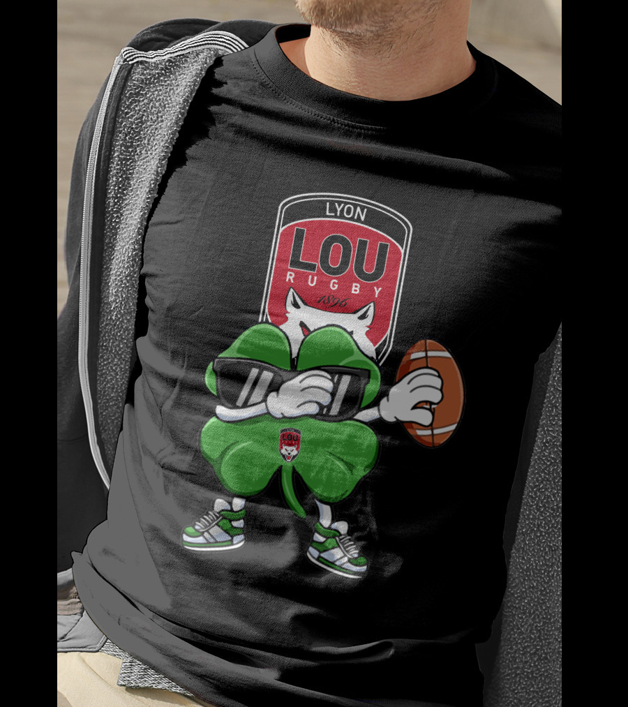 LOU Rugby Lyon 1896 Shamrock Mascot With Rugby Ball T-Shirt