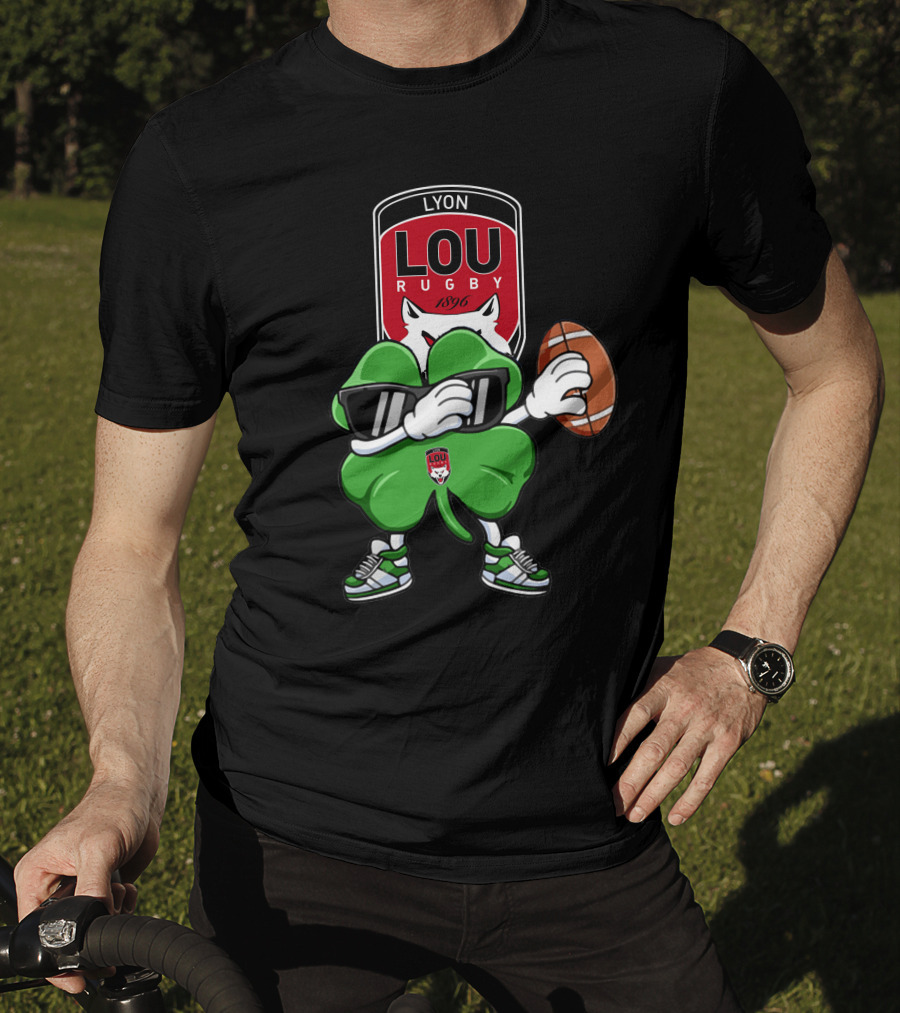 LOU Rugby Lyon 1896 Shamrock Mascot With Rugby Ball T-Shirt