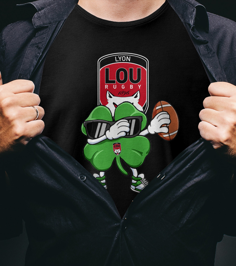 LOU Rugby Lyon 1896 Shamrock Mascot With Rugby Ball T-Shirt