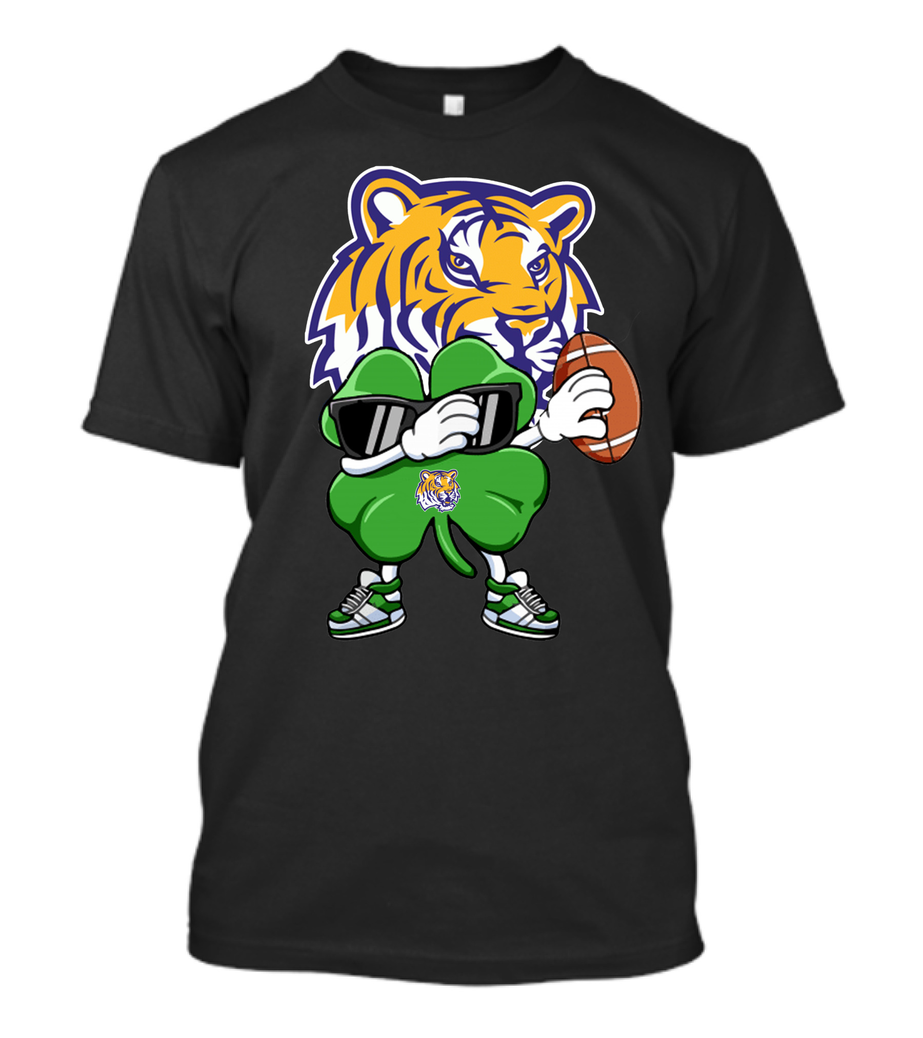 LSU Football Tiger And Shamrock With Football T-Shirt