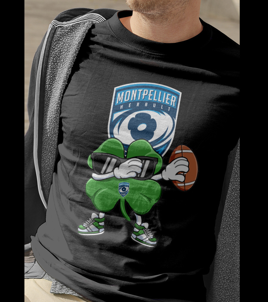 Montpellier Hérault Rugby Cool Clover Football Character T-Shirt