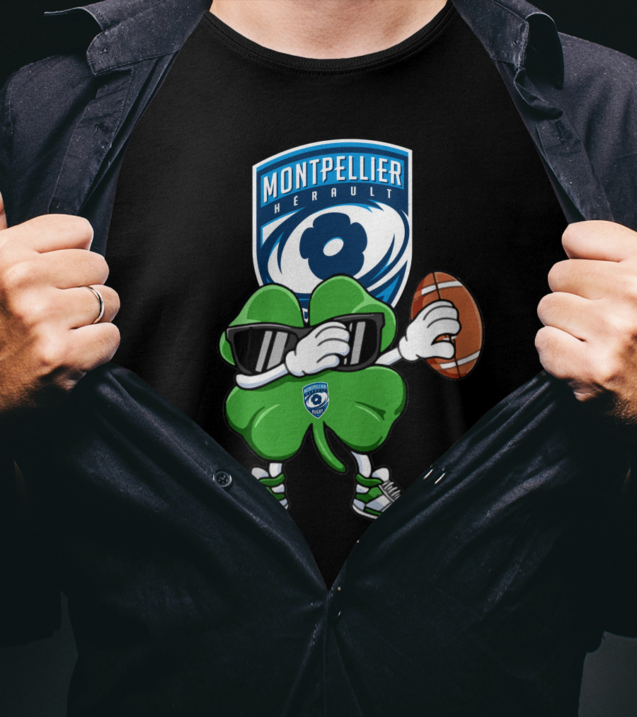 Montpellier Hérault Rugby Cool Clover Football Character T-Shirt