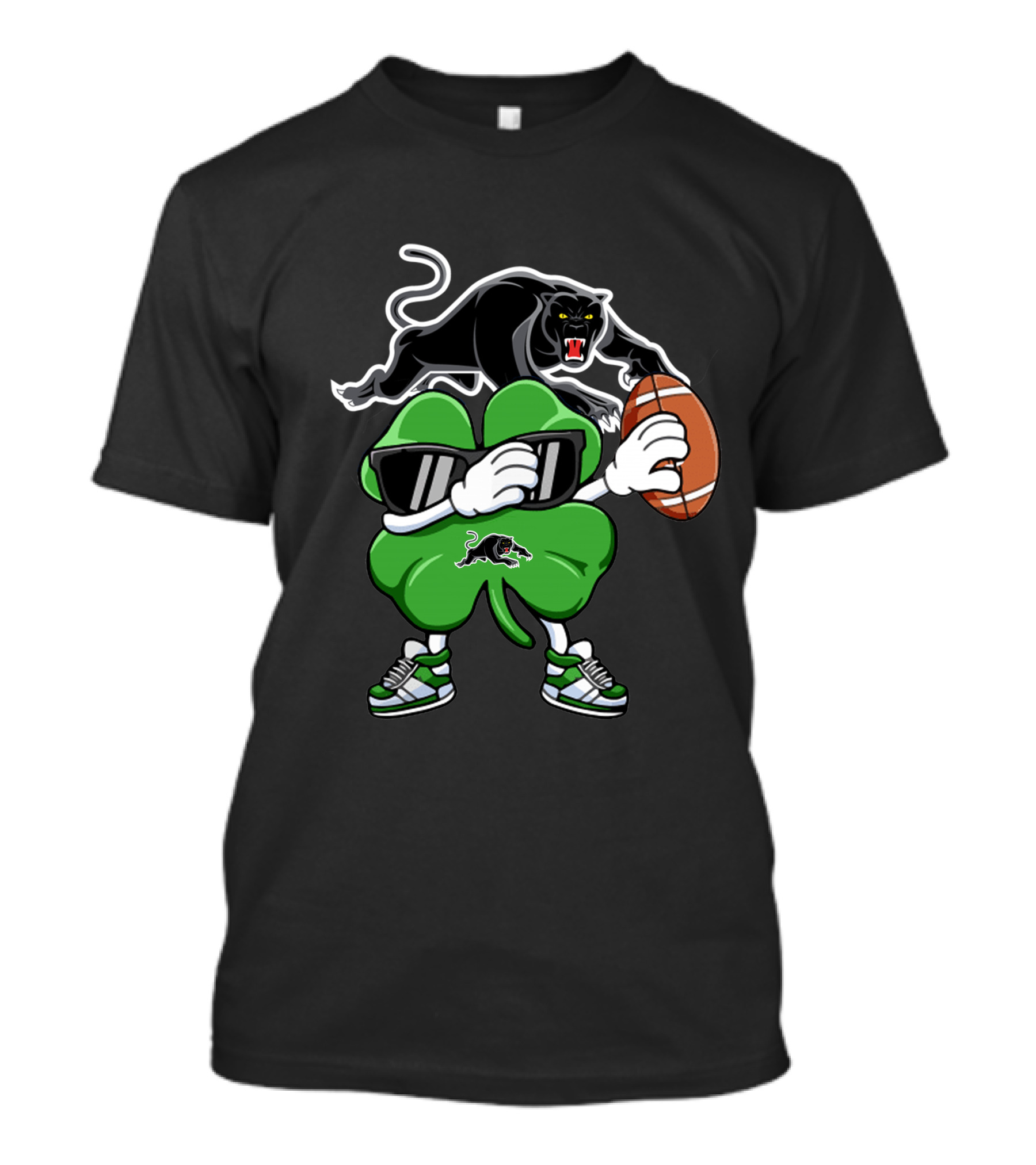 Penrith Panthers Football Clover Mascot With Shades And Sneaker T-Shirt