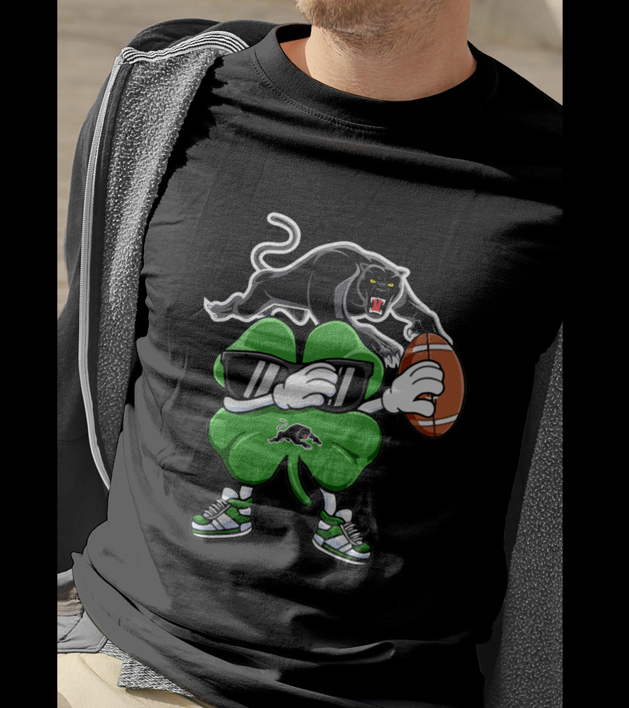 Penrith Panthers Football Clover Mascot With Shades And Sneaker T-Shirt