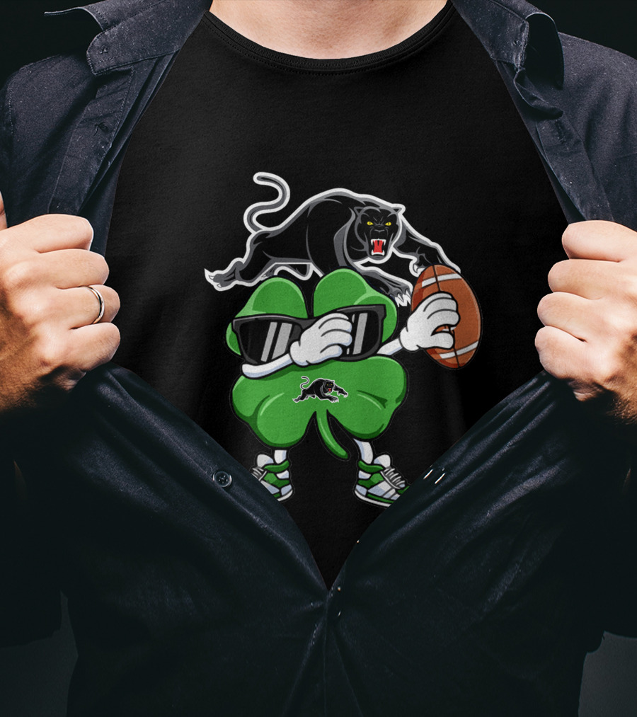 Penrith Panthers Football Clover Mascot With Shades And Sneaker T-Shirt