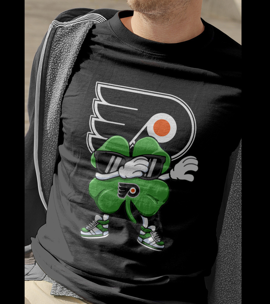 Philadelphia Flyers Clover Dab With Mascot Sneakers And Shades T-Shirt