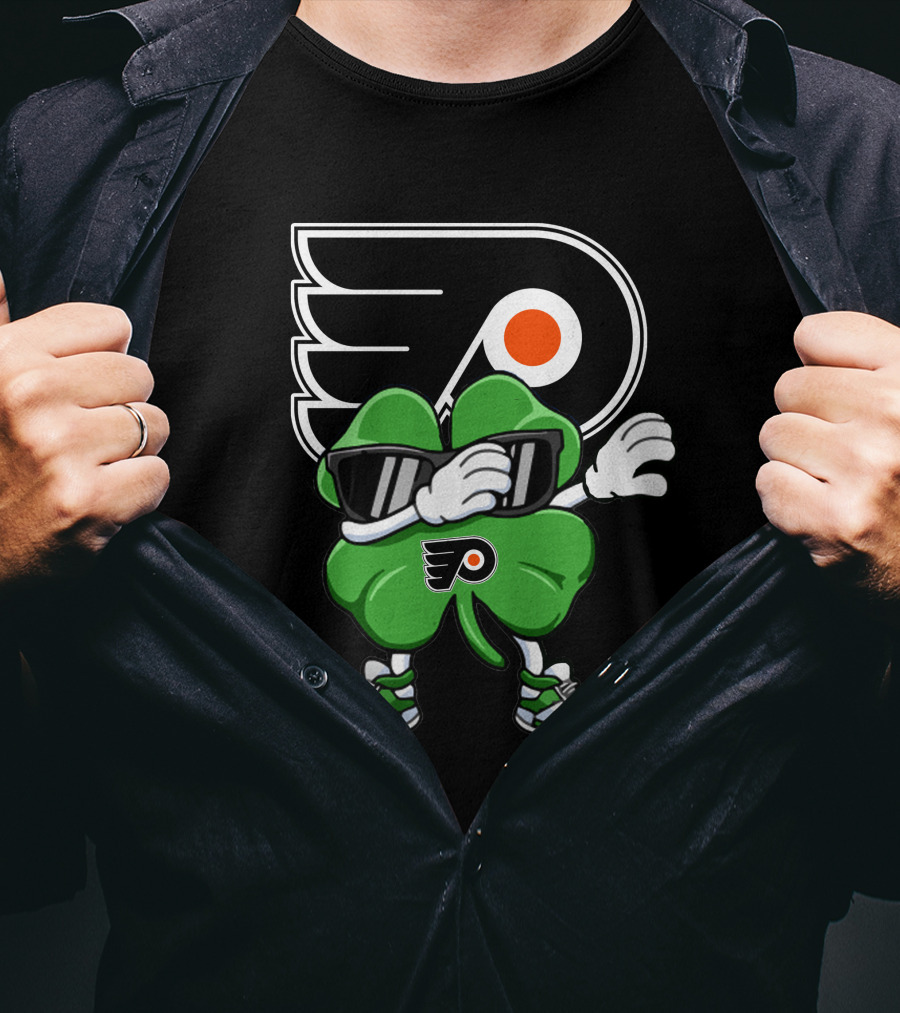 Philadelphia Flyers Clover Dab With Mascot Sneakers And Shades T-Shirt
