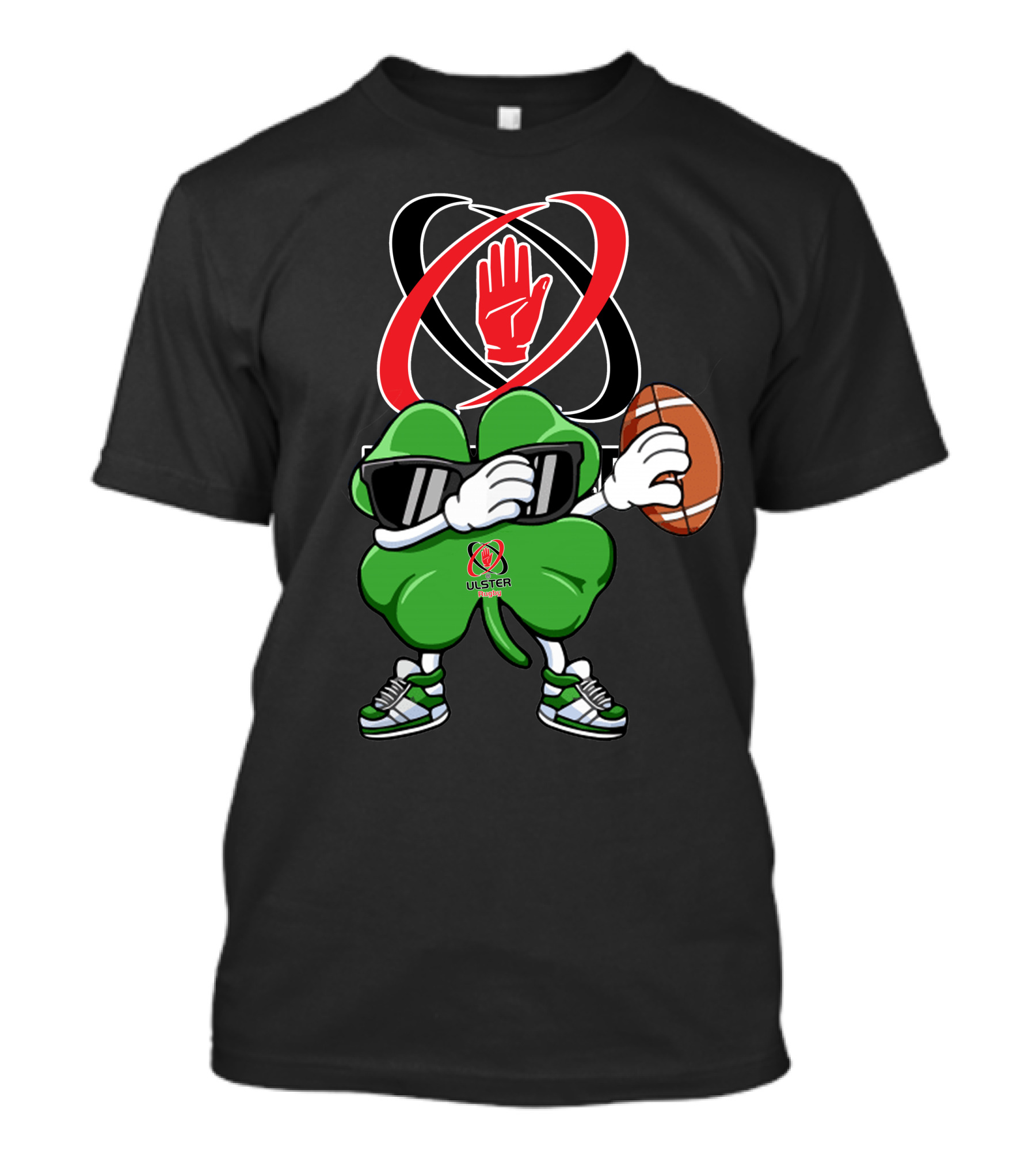 Ulster Rugby Clover Football Icon With Red Hand T-Shirt