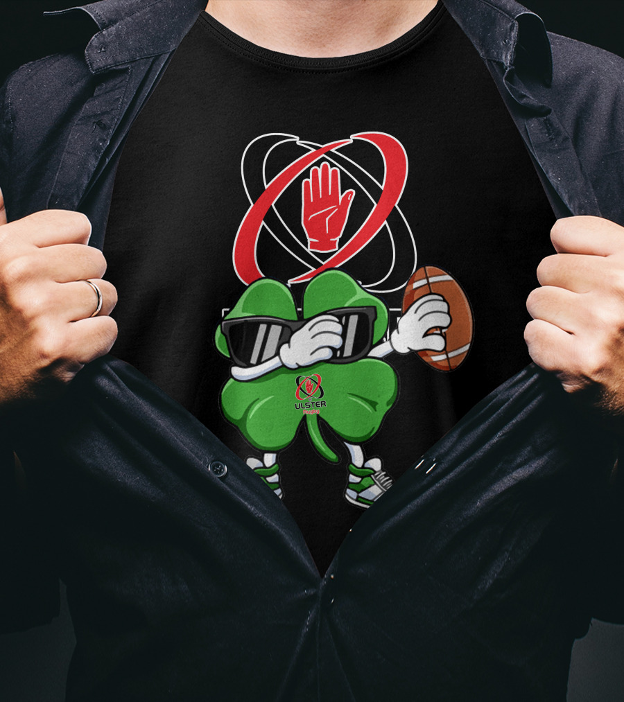 Ulster Rugby Clover Football Icon With Red Hand T-Shirt