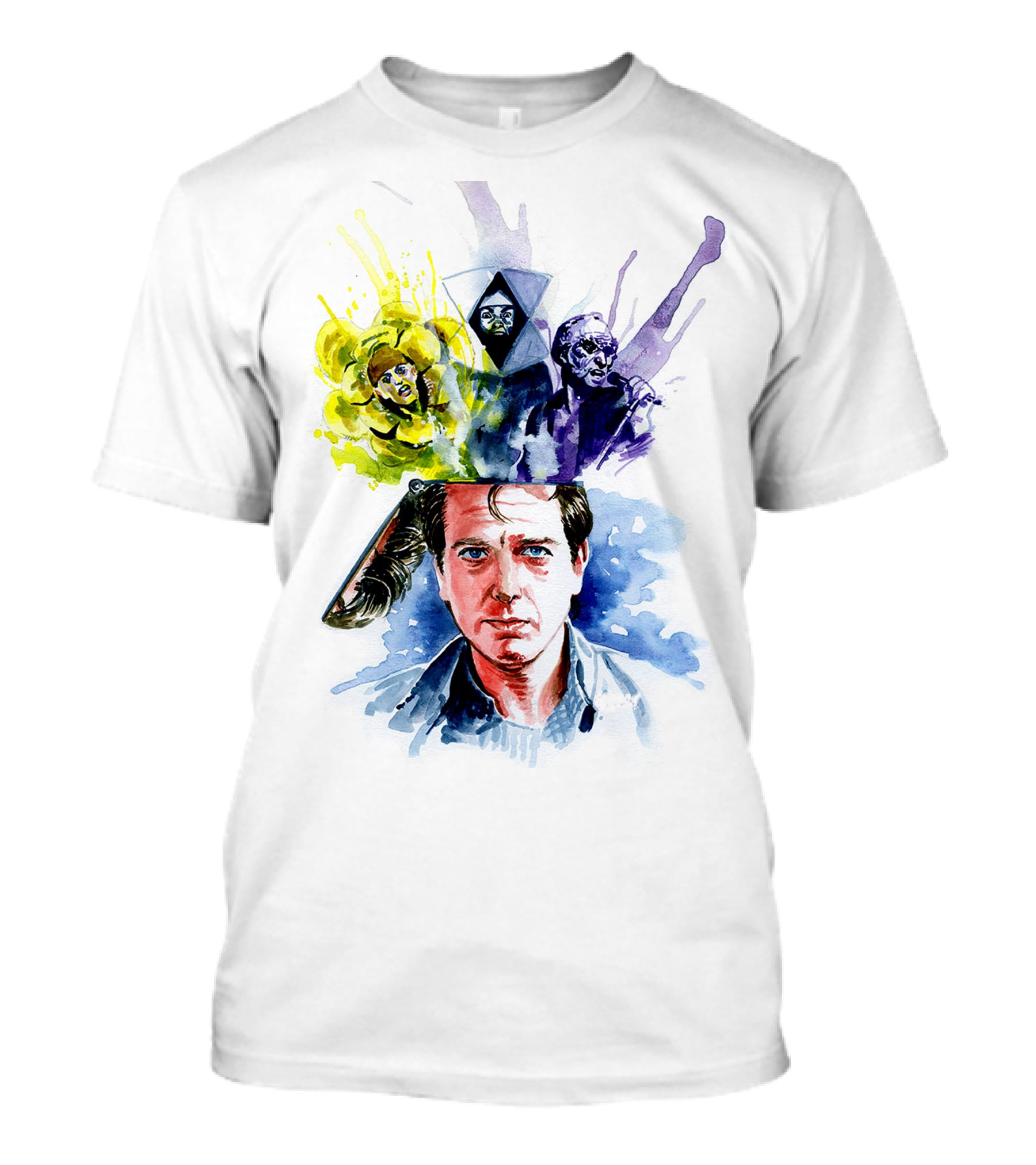 Peter Gabriel Watercolor Portrait With Surreal Artistic Elements T-Shirt