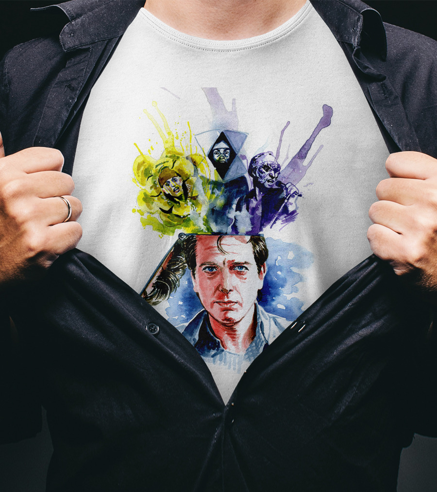 Peter Gabriel Watercolor Portrait With Surreal Artistic Elements T-Shirt