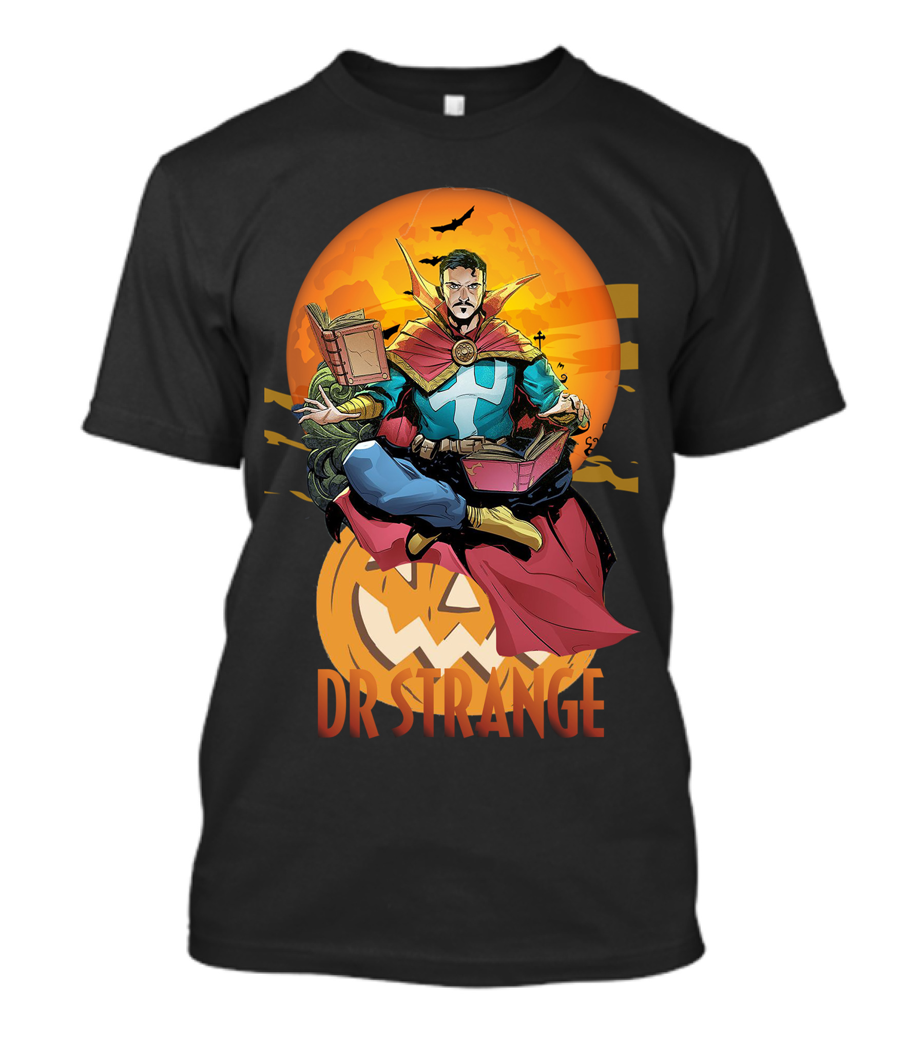 Dr Strange Halloween Comic Art Pumpkin Moon T-Shirt