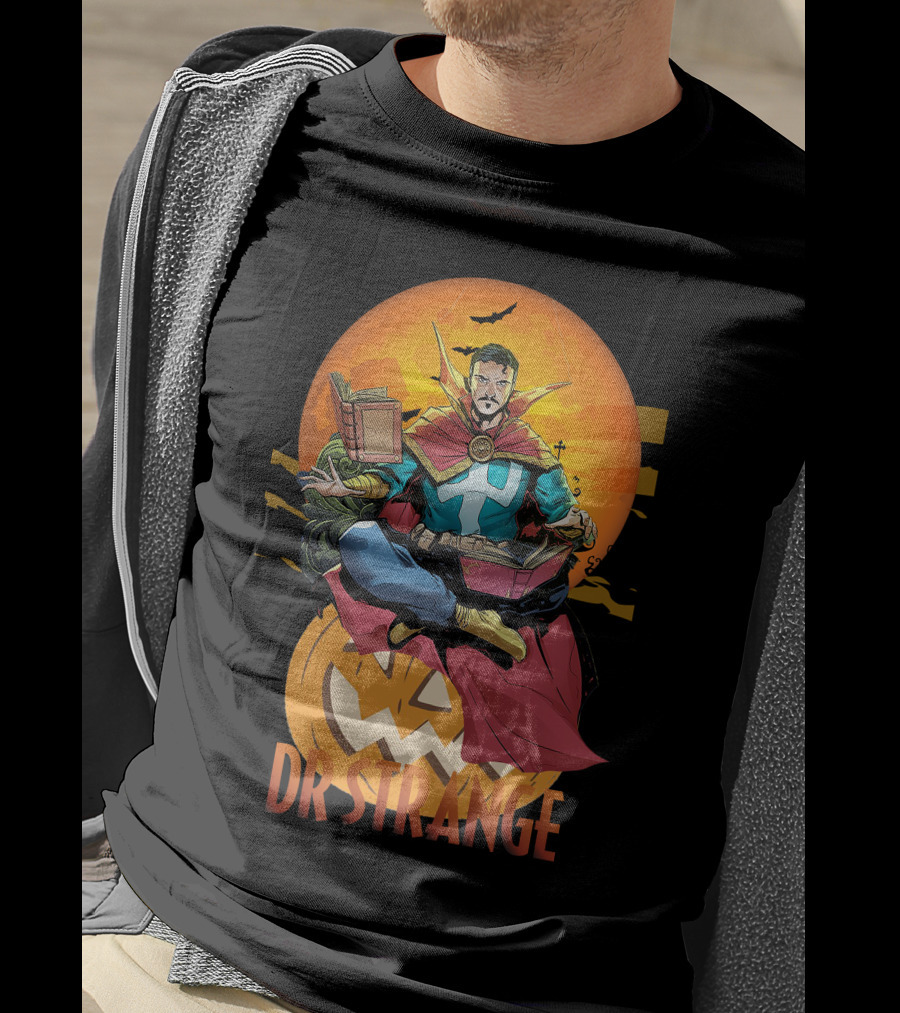 Dr Strange Halloween Comic Art Pumpkin Moon T-Shirt