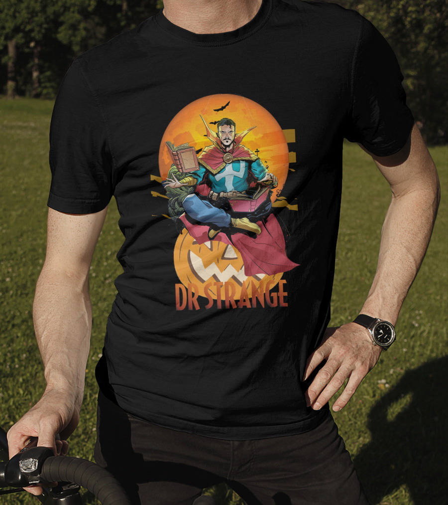 Dr Strange Halloween Comic Art Pumpkin Moon T-Shirt