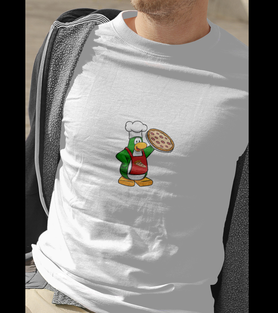 Club Penguin Pizza Parlor Chef Penguin Holding Pizza T-Shirt