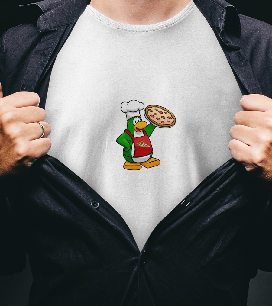 Club Penguin Pizza Parlor Chef Penguin Holding Pizza T-Shirt