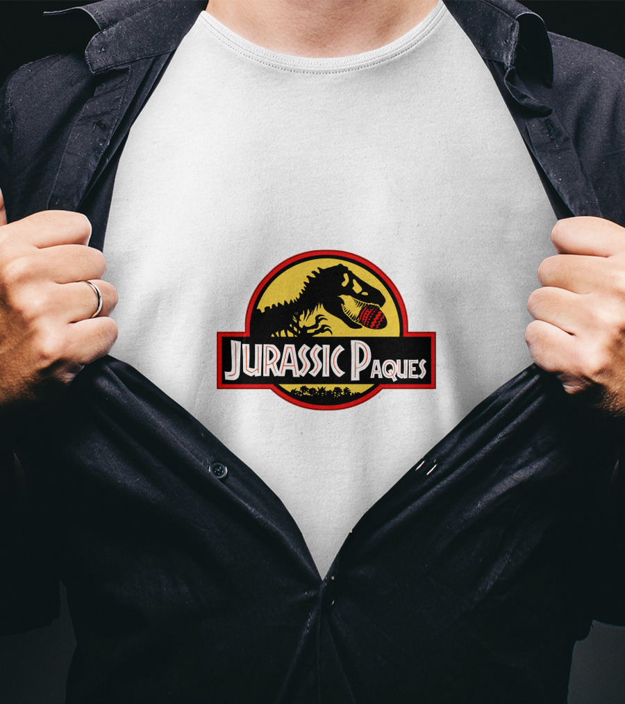 Jurassic Paques Dinosaur Silhouette Red Ball Circle T-Shirt