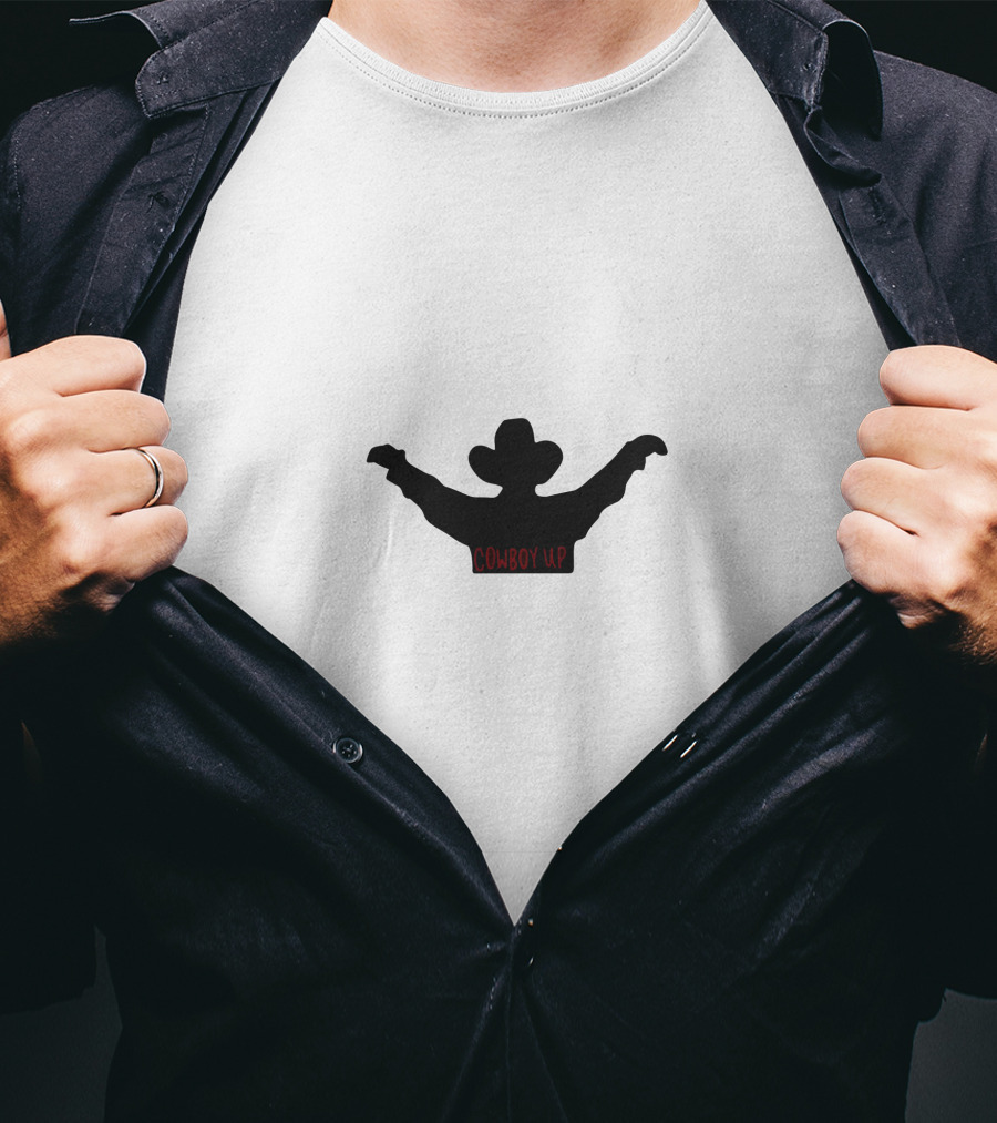 Cowboy Up Silhouette With Raised Arms T-Shirt