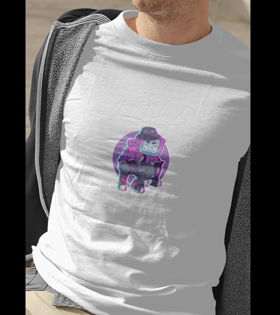 Pyrocynical TV Head Character With Purple Neon Aesthetic And Sneakers T-Shirt