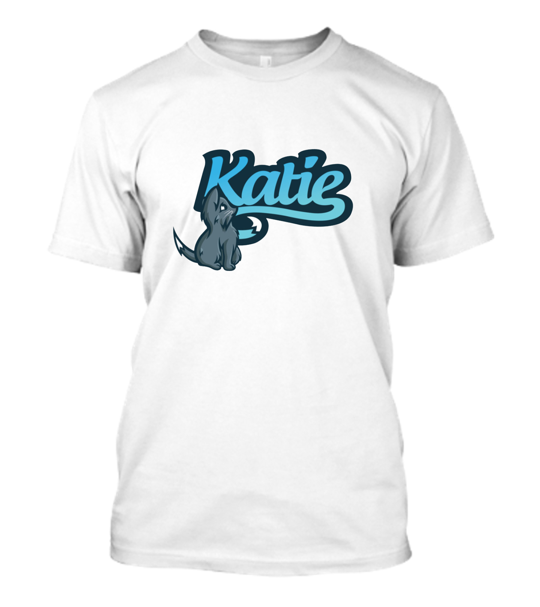 Katie Pup Blue Script T-Shirt