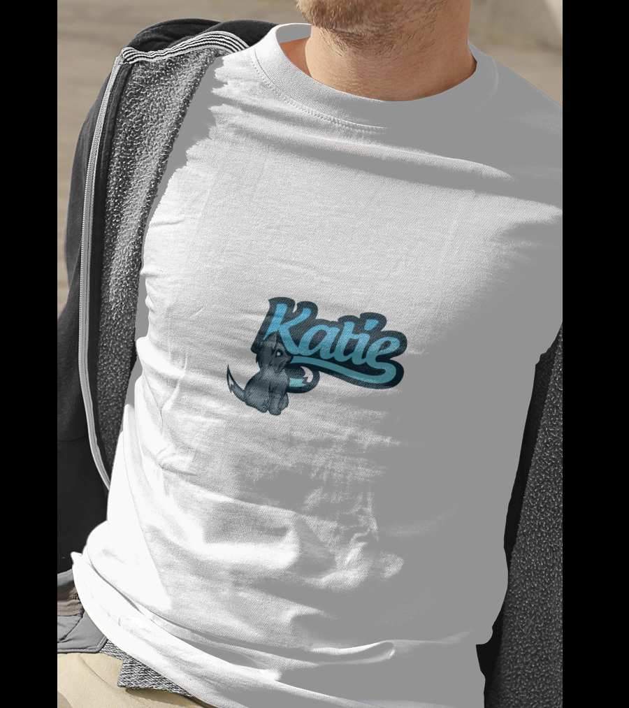 Katie Pup Blue Script T-Shirt