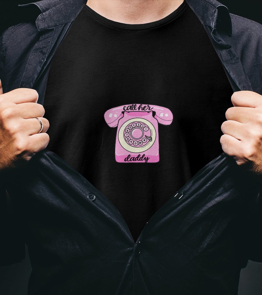Call Her Daddy Pink Retro Telephone T-Shirt