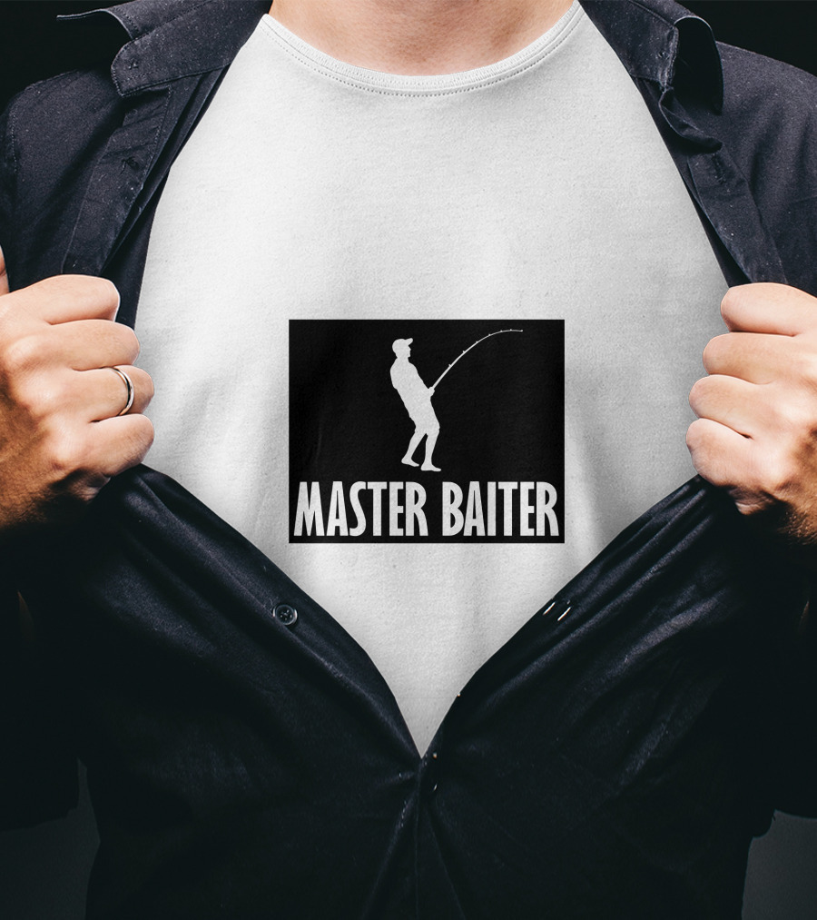 Master Baiter Fishing Silhouette Joke T-Shirt