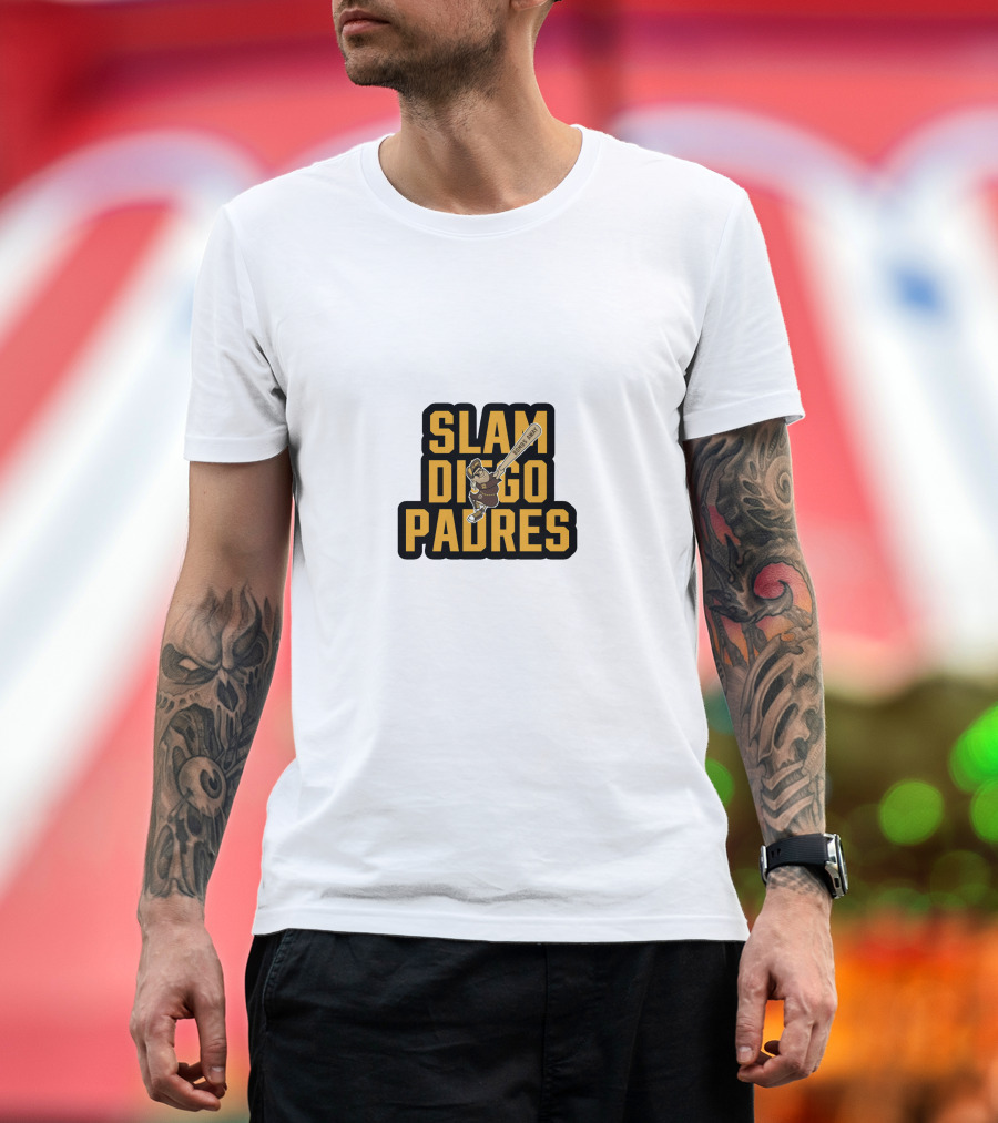 Slam Diego Padres Baseball Batting Comic T-Shirt