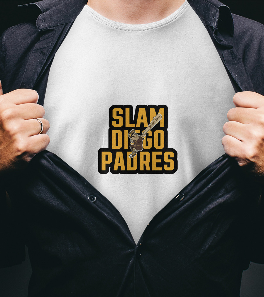 Slam Diego Padres Baseball Batting Comic T-Shirt
