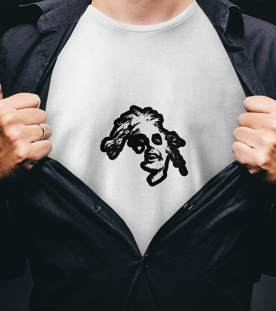Beetlejuice Face Distorted Black And White Character Expression T-Shirt