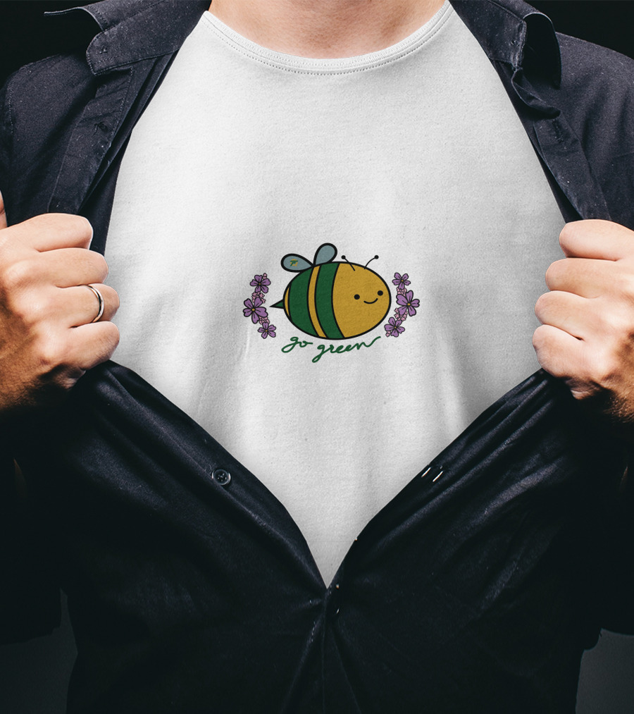 Go Green FlyQuest Bee With Flowers T-Shirt