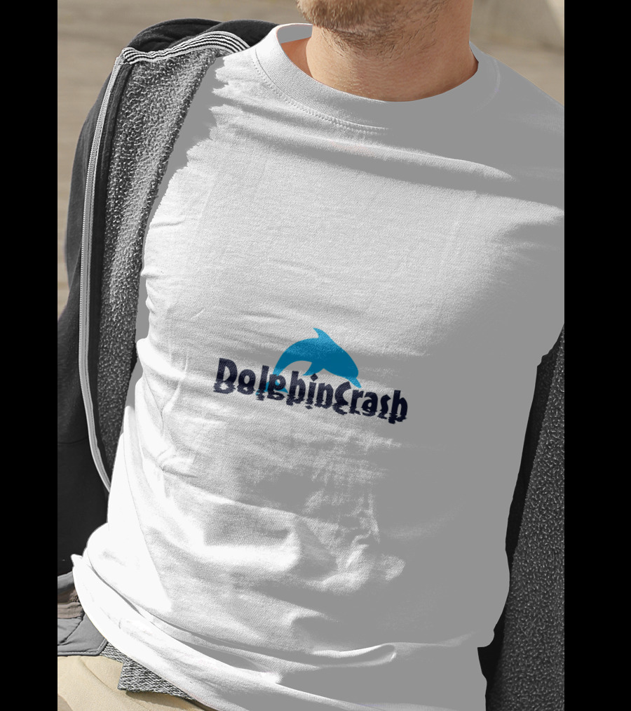 DolphinCrash Blue Dolphin Silhouette Playful Word T-Shirt