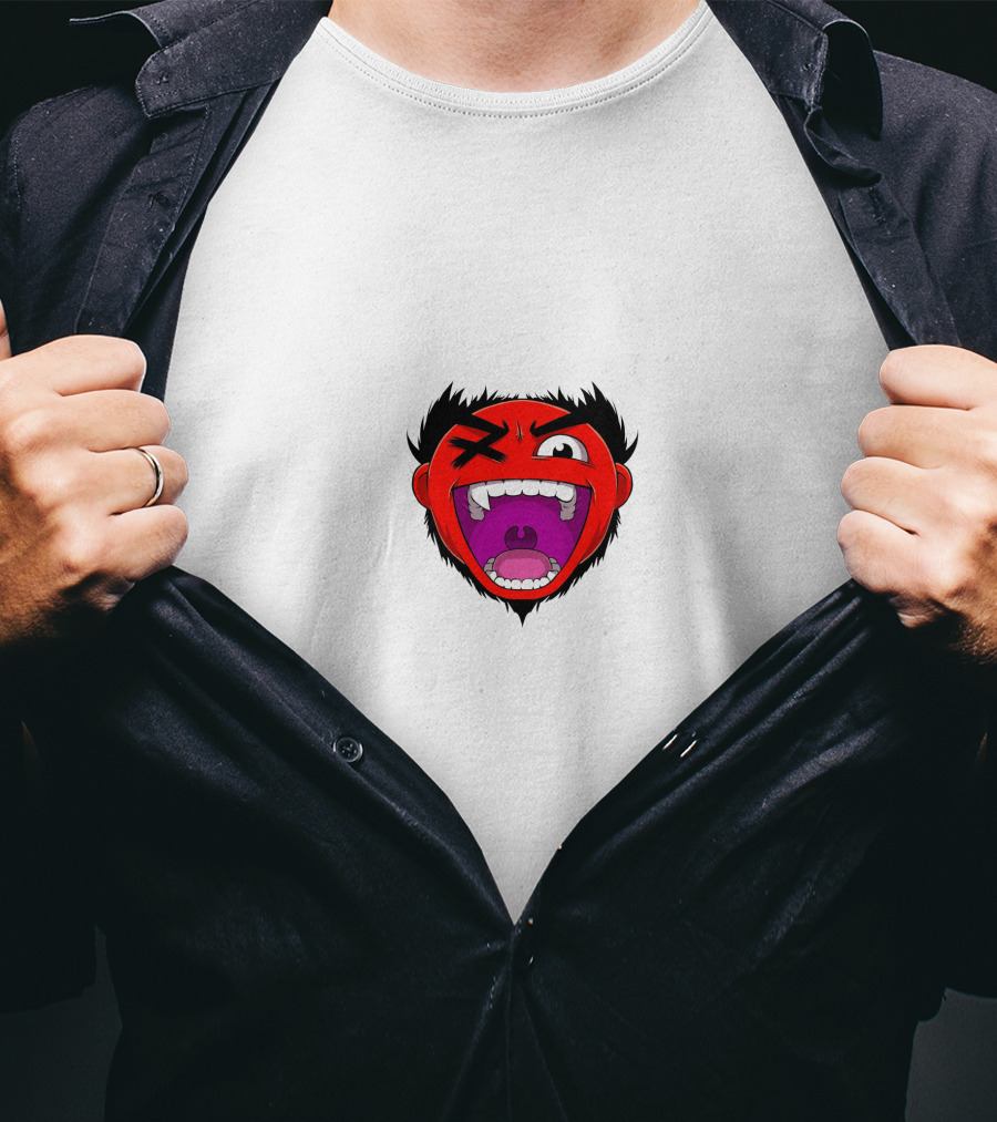 Cartoonz Screaming Red Face Character T-Shirt