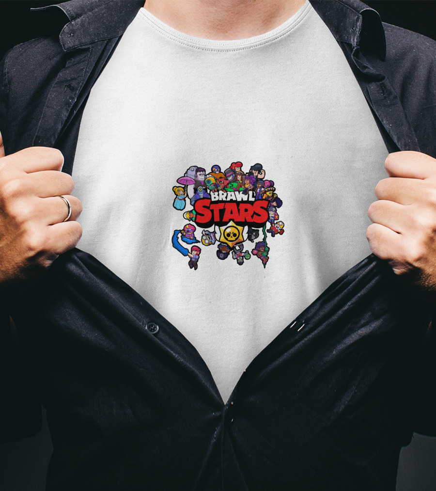 Brawl Stars Characters Collage With Iconic T-Shirt