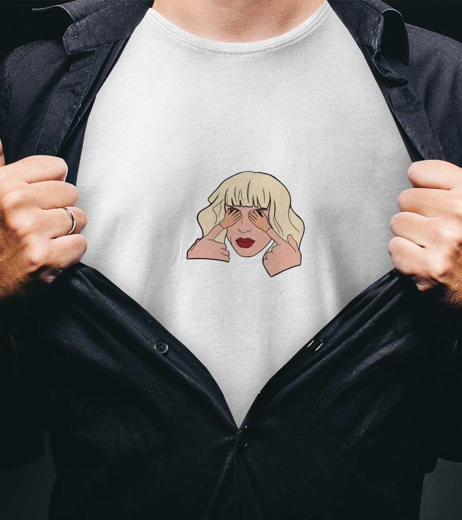 Drag Queen Blonde Hair Hands Covering Eyes T-Shirt