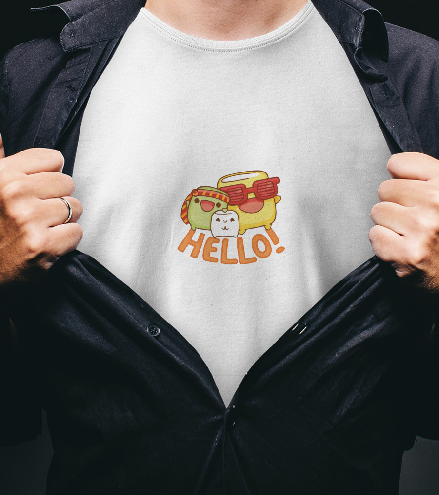 HELLO Marshmello Cute Cartoon Characters T-Shirt