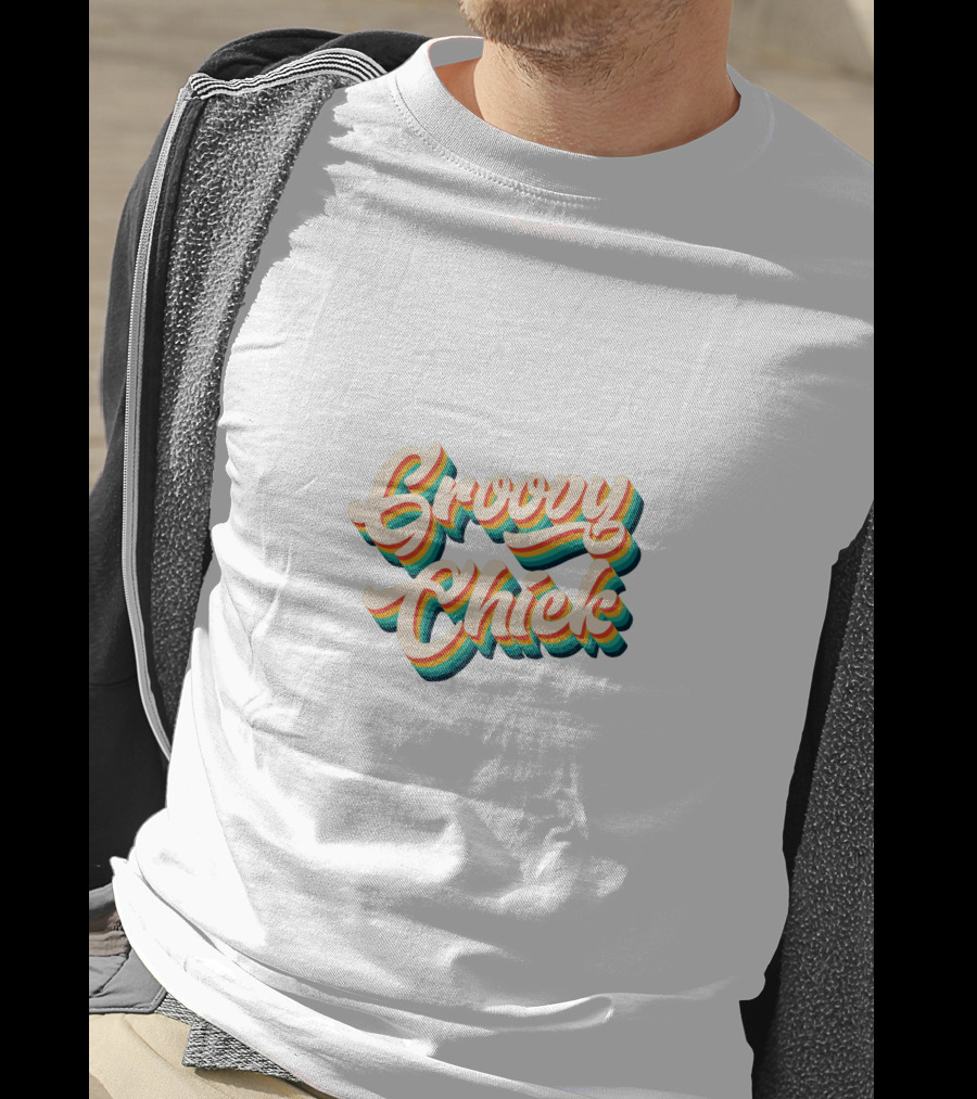 Groovy Chick Retro Multi-Color 3D Text T-Shirt