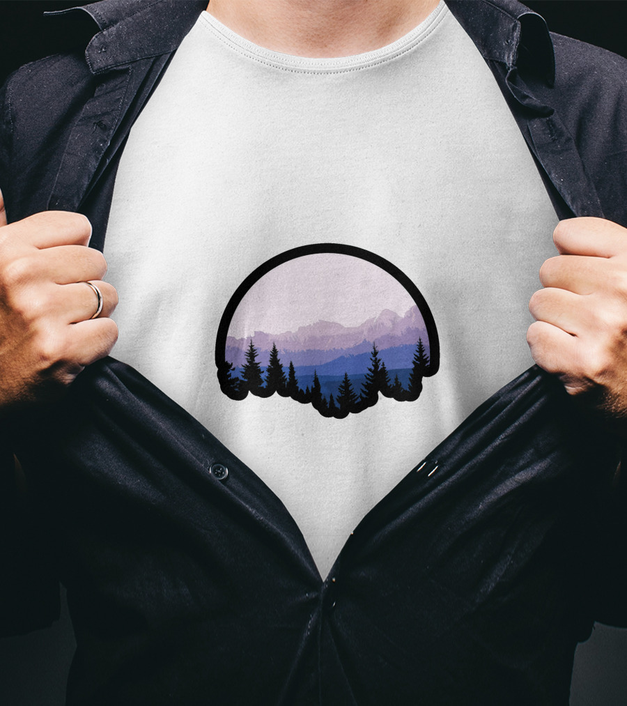 Mountain Strong Alpine Silhouette Forest Scene T-Shirt