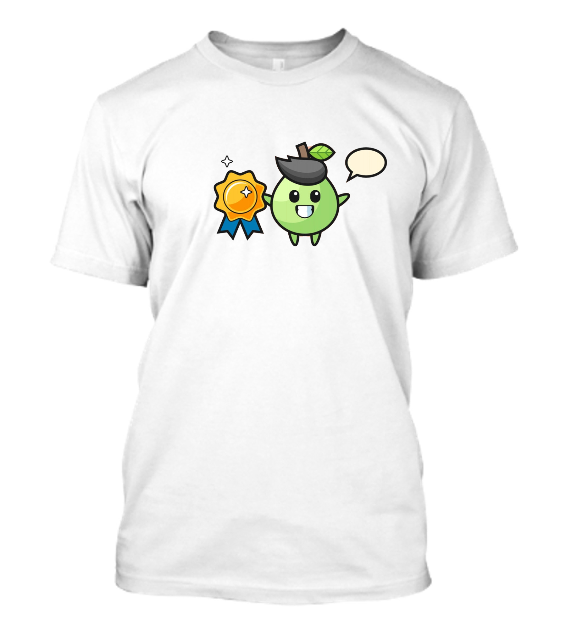 Guava Juice Champion Badge Waving Cartoon Character T-Shirt