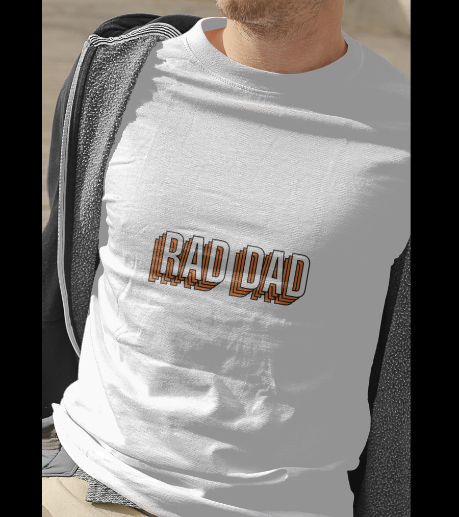 RAD DAD Layered 3D Text With Orange Outline T-Shirt