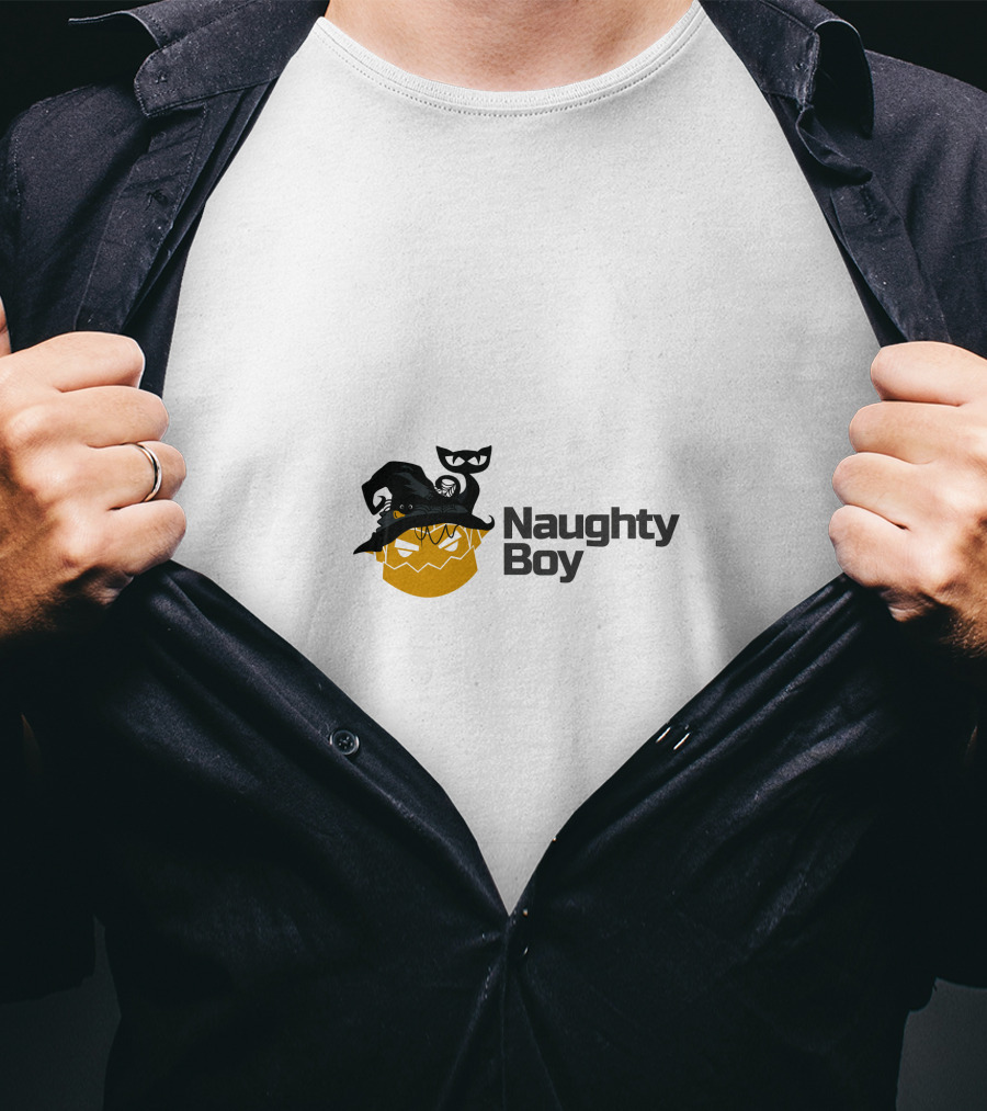Naughty Boy Halloween Pumpkin Witch Hat Cat T-Shirt