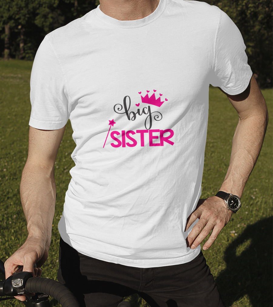Big Sister Princess Crown Wand Hearts T-Shirt