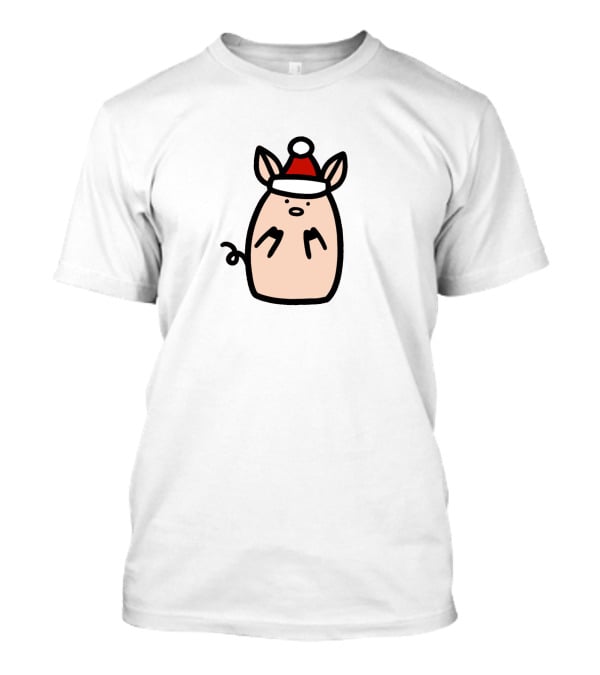 Piggy Santa Hat Christmas T-Shirt