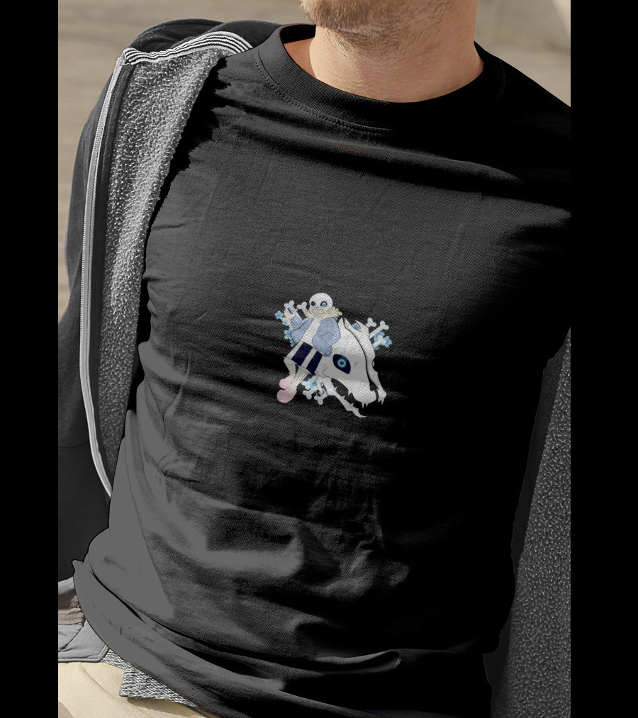Undertale Sans With Gaster Blaster And Blue Bones T-Shirt
