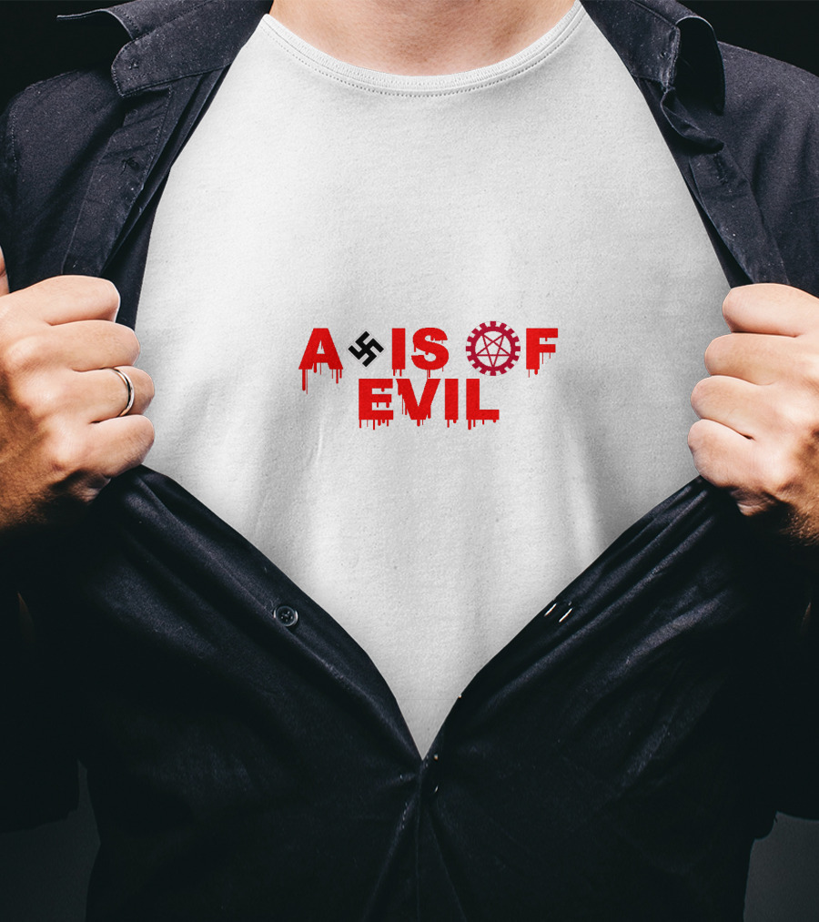 Axis Of Evil Swastika Gear Symbol Dripping T-Shirt