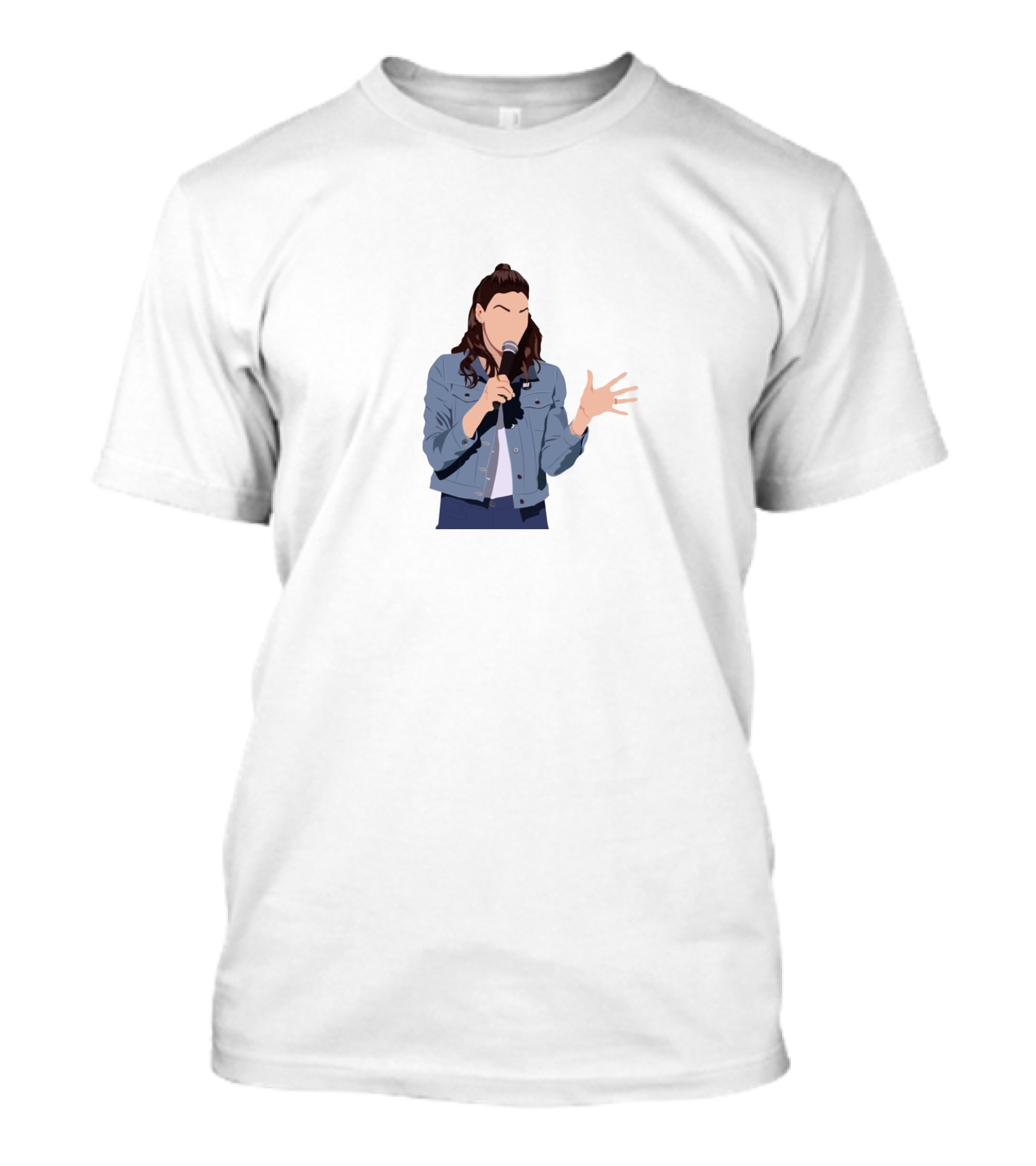 Whitney Cummings Comedian Illustration Microphone Denim Jacket T-Shirt